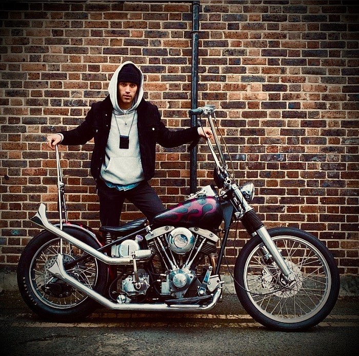 Elliott with his Harley, wheels built by us