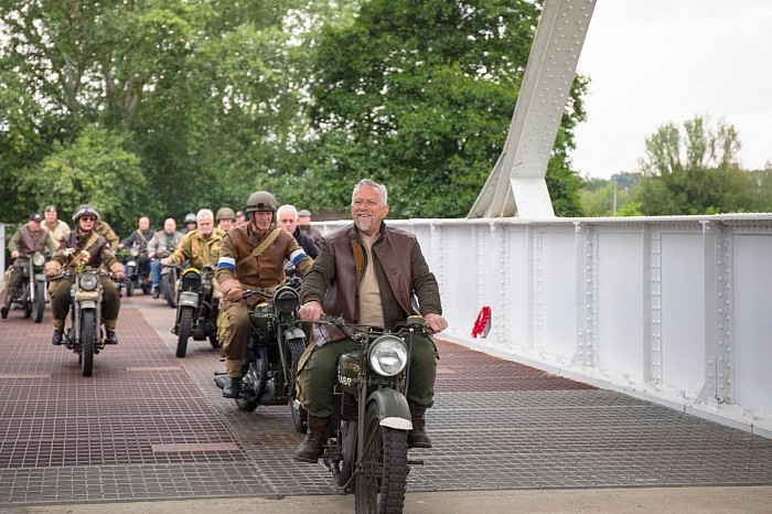 2022 D-Day Pegasus bridge Normandy Chris on his restored Norton 16h