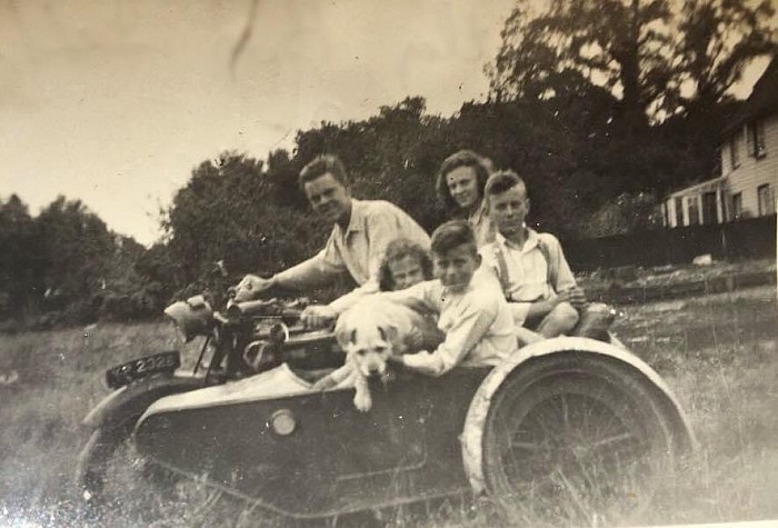The Willis Family during the war on a Harley Davidson. Which was taken 1/4 mile from our Workshop