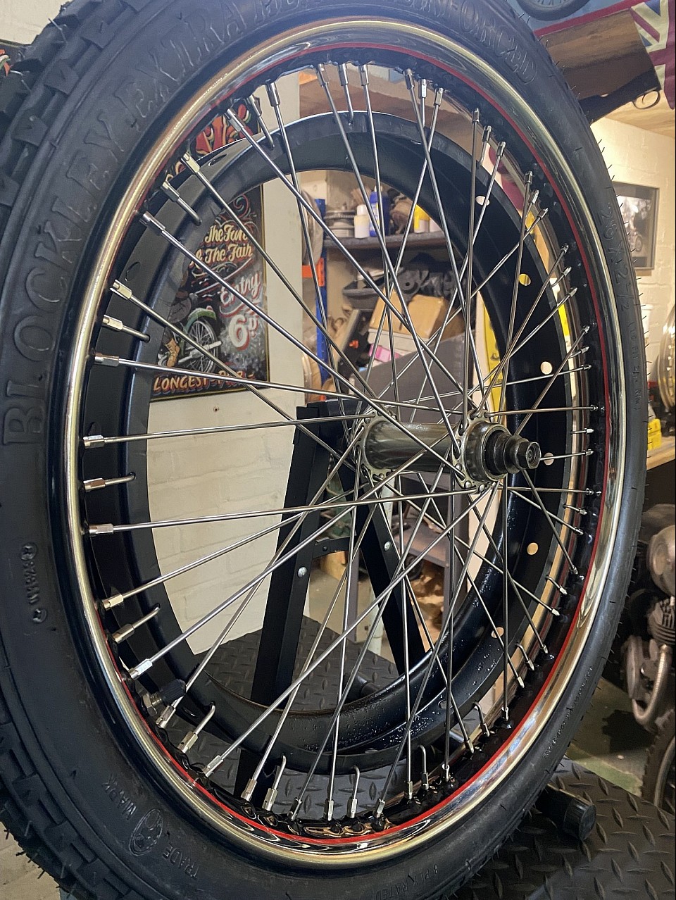 Triumph model H on Westwood rims which were dimpled and punched prior to nickel plating and painting