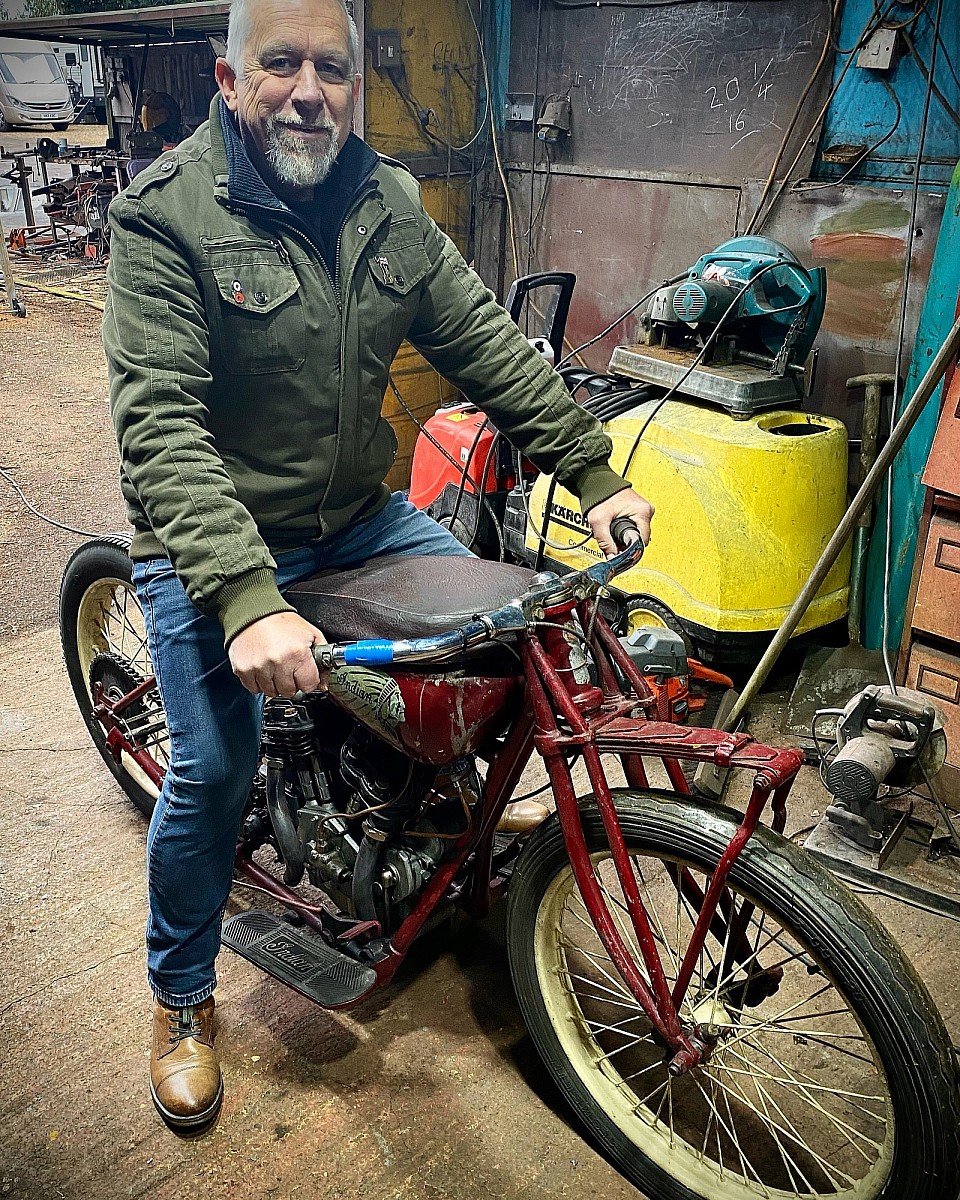 Working on the Ken Fox Hellriders wall of death Indian wheels